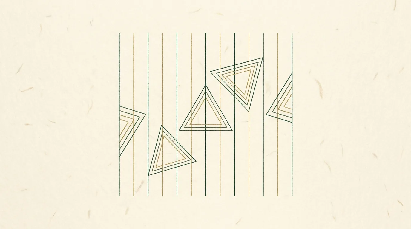 Abstract Design | AHEG Skills An abstract geometric design with triangles and vertical lines on textured paper, representing creative higher education.
